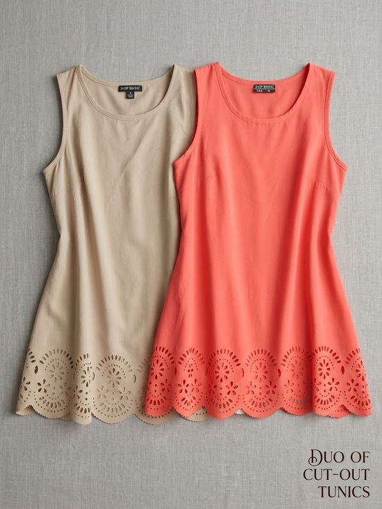 Dresses & Skirts - Coral and Beige Cut-Out Tunic Tank - Women